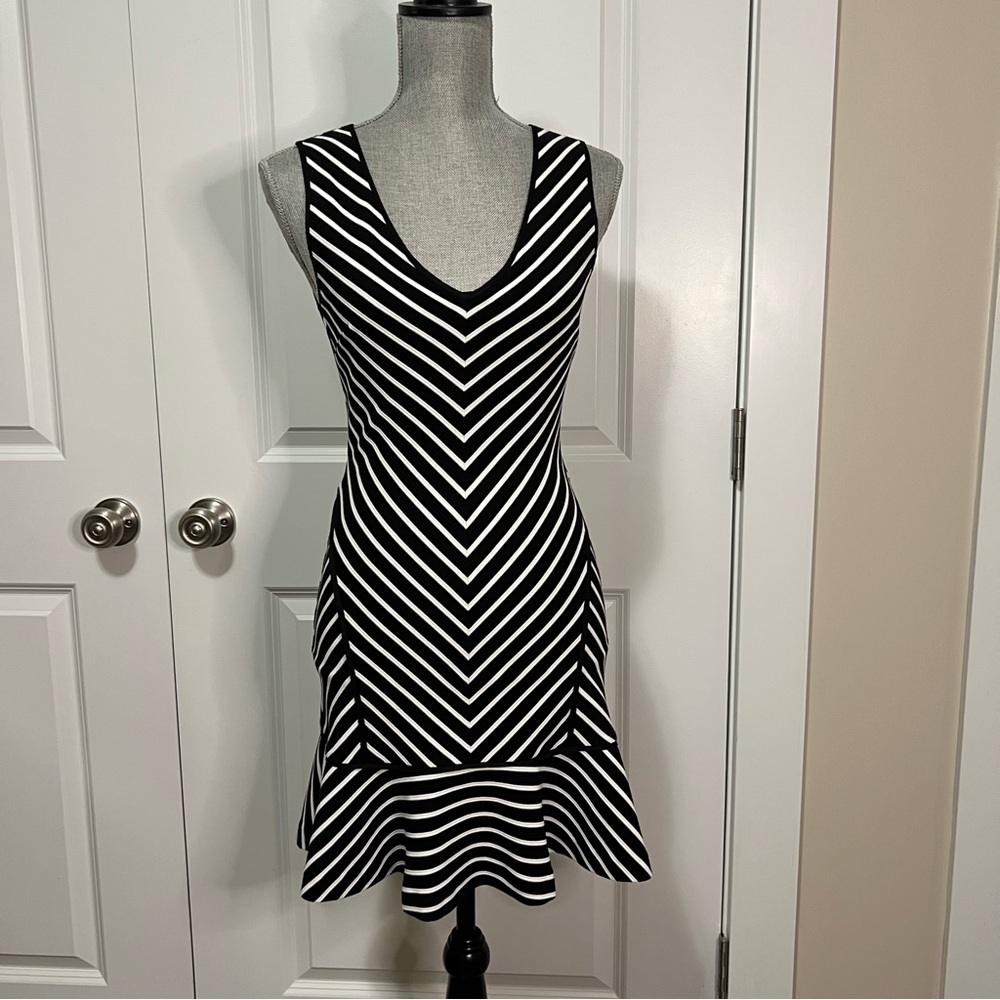 Juicy Couture Black and White Chevron Mini Dress